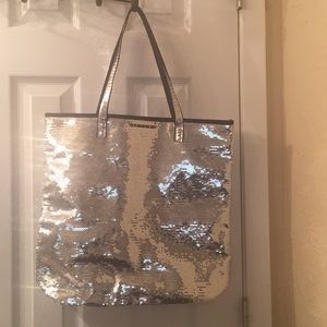 Victoria’s Secret silver sequin tote bag